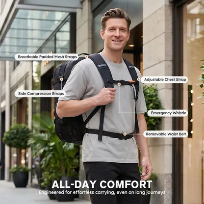 40L–50L Expandable Travel Backpack – TSA-Friendly Carry-On with Laptop & Wet-Dry Compartments