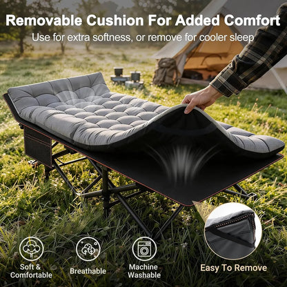 Folding Camping Cot with Mattress & Carry Bag – Heavy Duty Portable Bed for Indoor & Outdoor Use