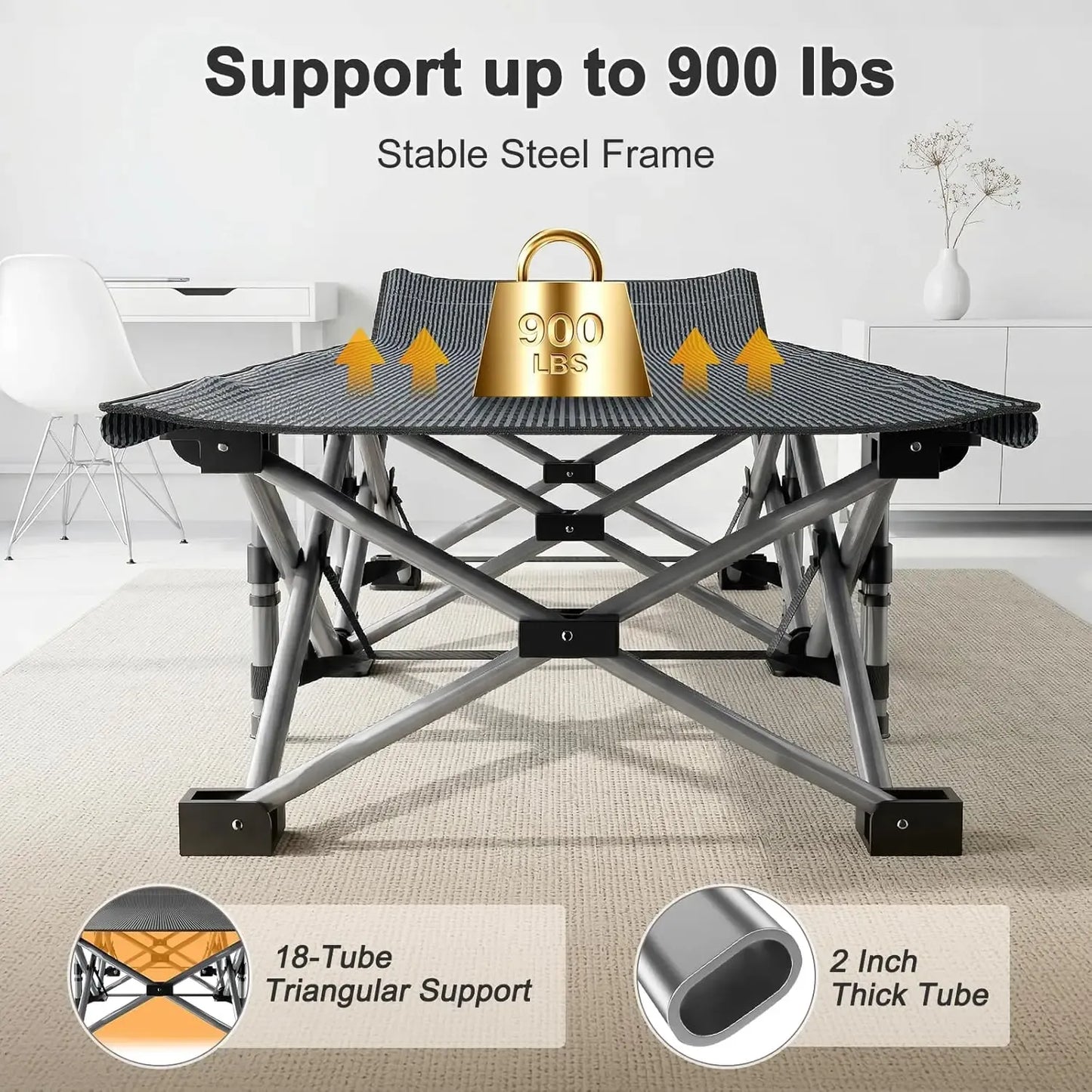 Folding Camping Cot with Mattress & Carry Bag – Heavy Duty Portable Bed for Indoor & Outdoor Use