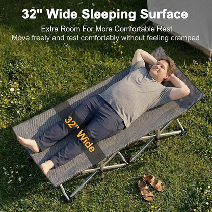 Folding Camping Cot with Mattress & Carry Bag – Heavy Duty Portable Bed for Indoor & Outdoor Use