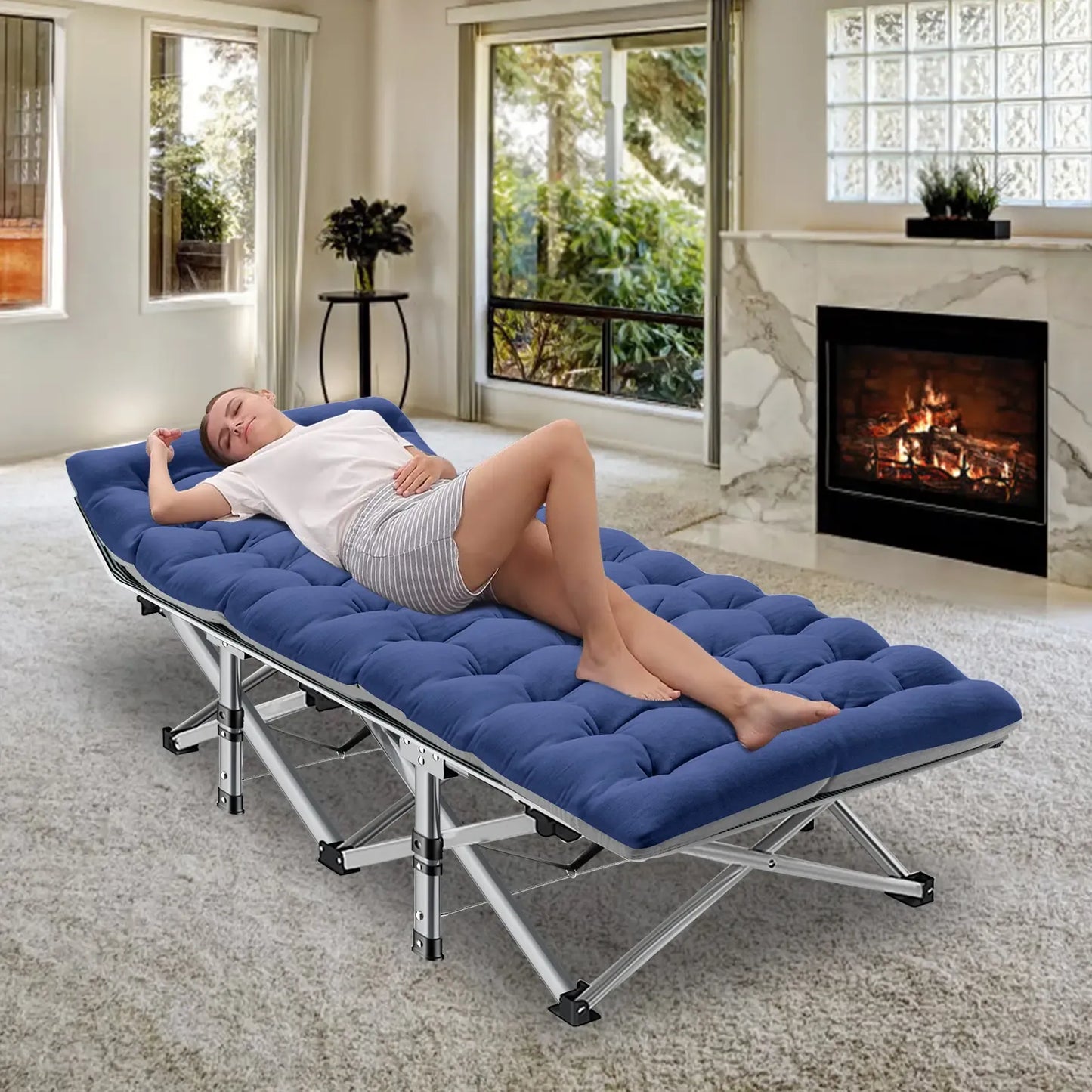Folding Camping Cot with Mattress & Carry Bag – Heavy Duty Portable Bed for Indoor & Outdoor Use