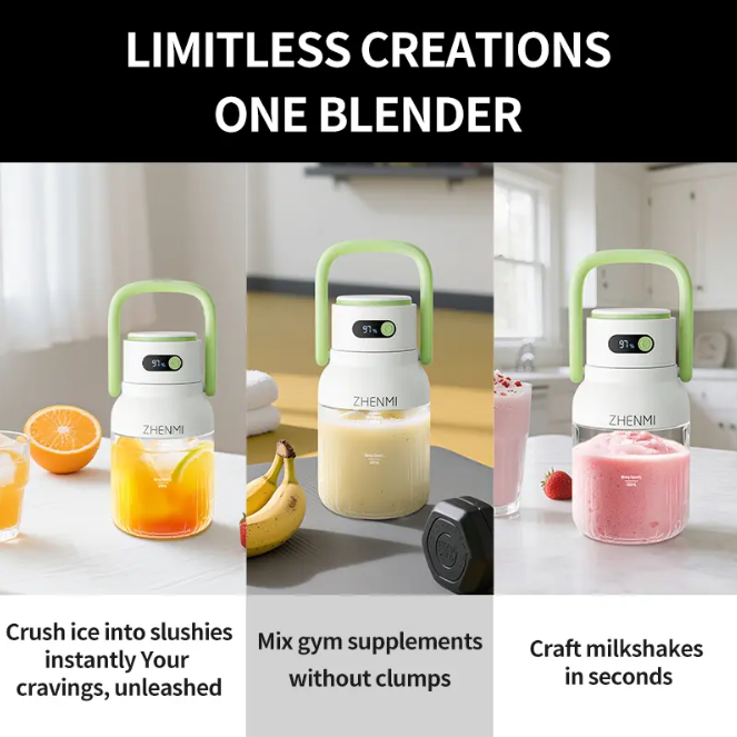 Cordless Blender 33oz | USB Rechargeable | Smoothies & Ice Crushing